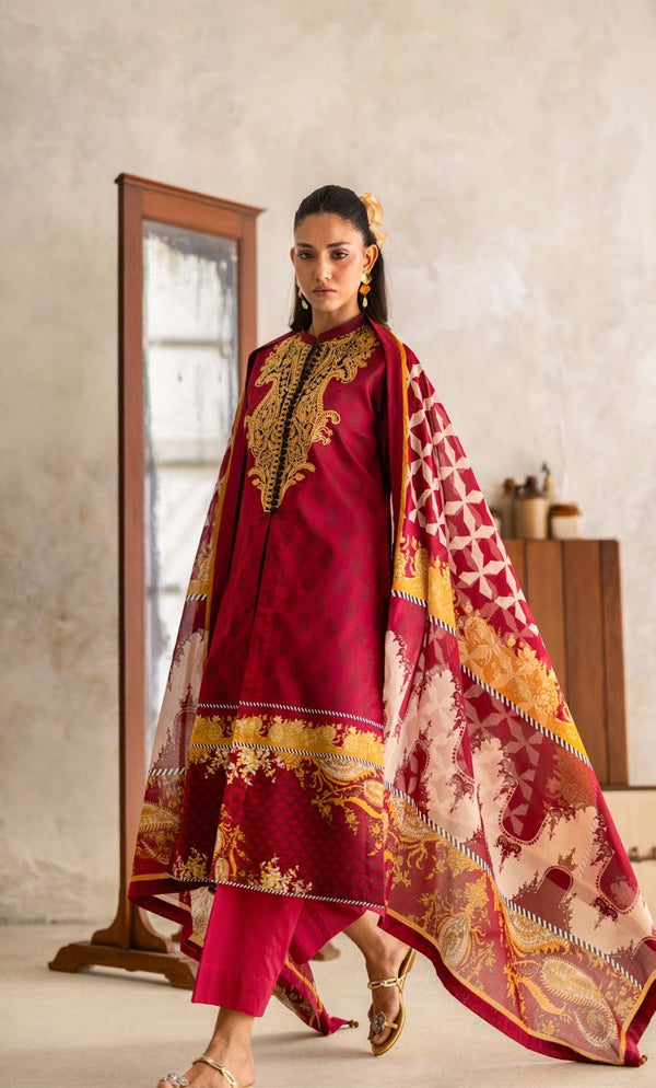 3-piece suit embroidered printed │GulAhmed Lawn│Freesia