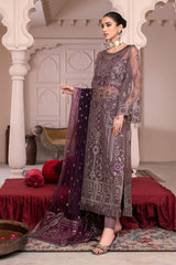 JJ EMBELLISH BY JANIQUE LUXURY EMBROIDERED UNDTITCHED SUIT D-004 Orchid Vine