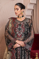 JJ EMBELLISH BY JANIQUE LUXURY EMBROIDERED UNDTITCHED SUITD-006 Black Frescoe