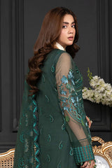 JANIQUE LUXURY CHIFFON UNSTITCHED SUIT D-012 Emerald