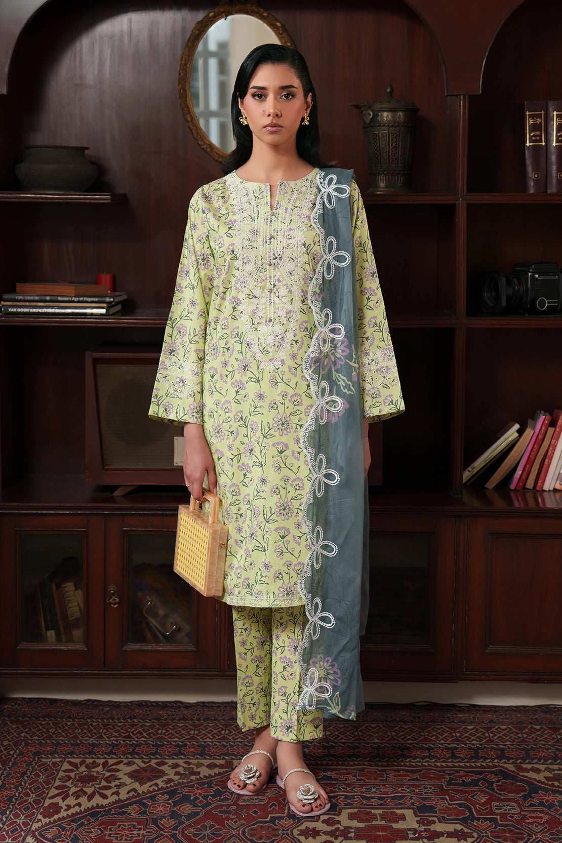 Rashid Tex Enara Garden Luxury Embroidered Lawn – 1005 – Unstitched 3 Piece