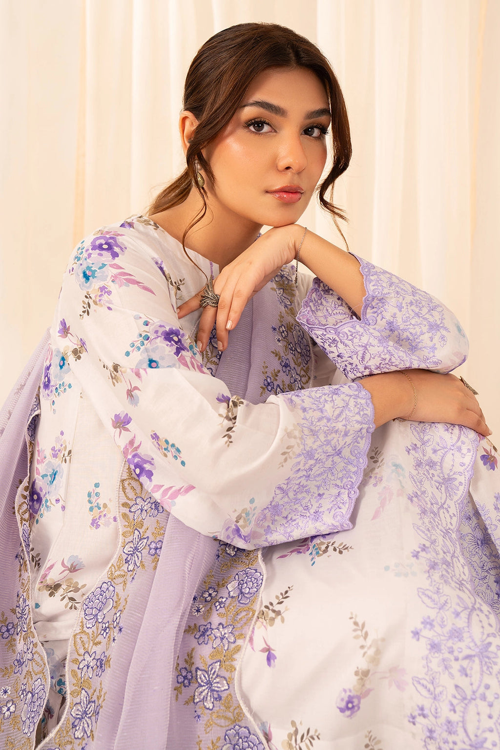 Rashid Tex Florin Premium Embroidered Lawn – 564 – Unstitched 3 Piece image 1