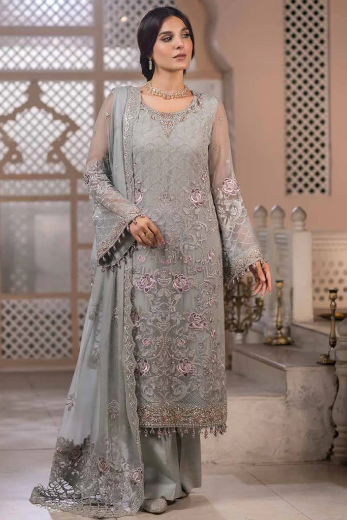 ZARSHA BY FASHION CITY LUXURY CHIFFON UNSTITCHED SUIT Z-301 HEAVENLY HUES