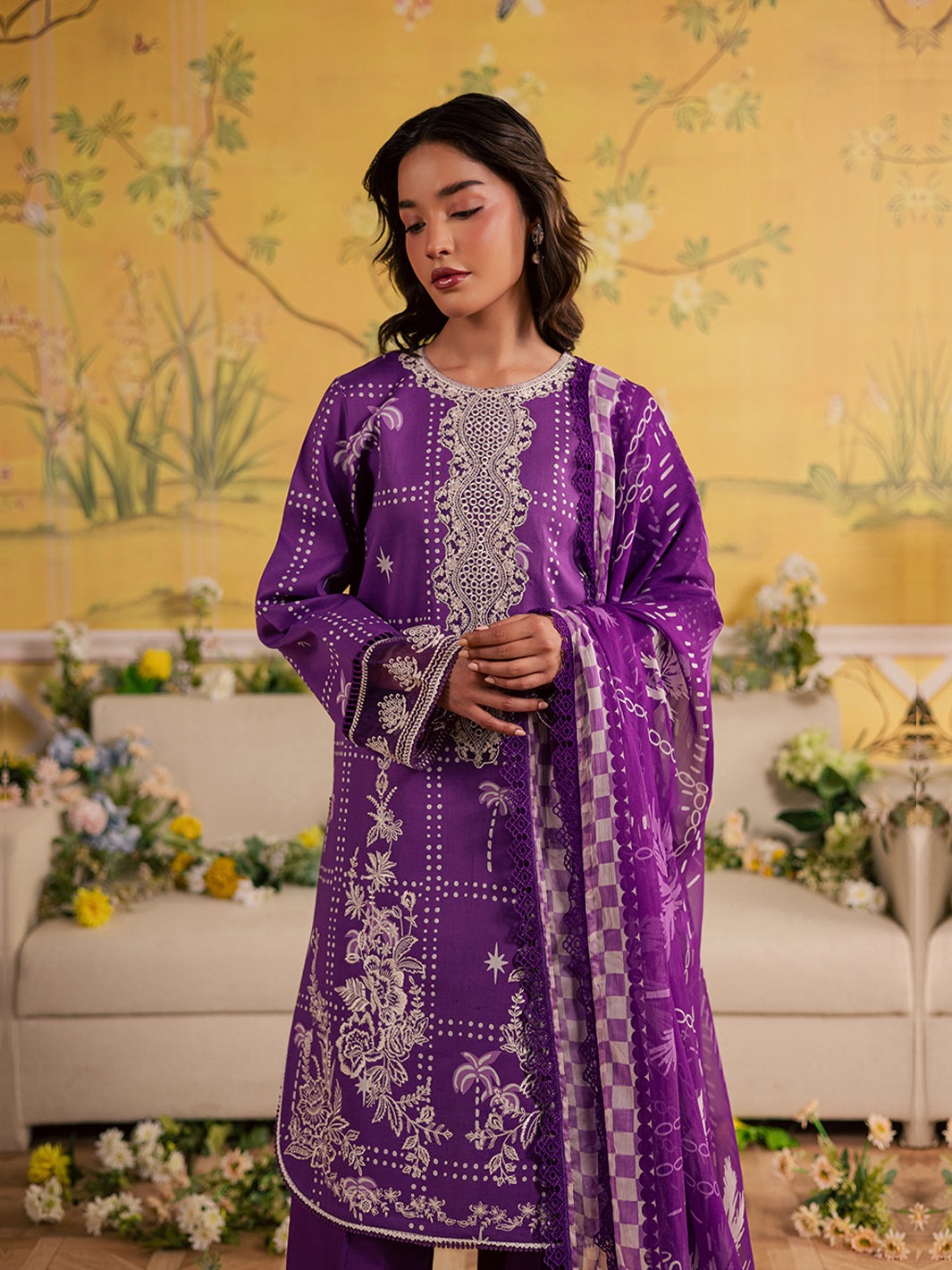 MJ-04 | 3 PC Lawn Unstitched Mahnur Jahaan Lawn 26
