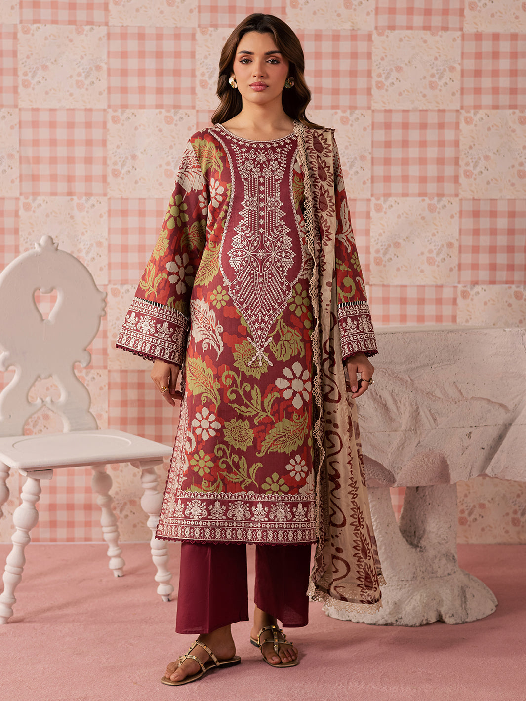 MJ-05 | 3 PC Lawn Unstitched Mahnur Jahaan Lawn 26