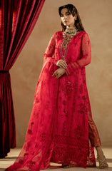 Maryum & Maria Zamani Begum Embroidered Organza Unstitched 3Pc Suit Tourmaline-(MW23-513)