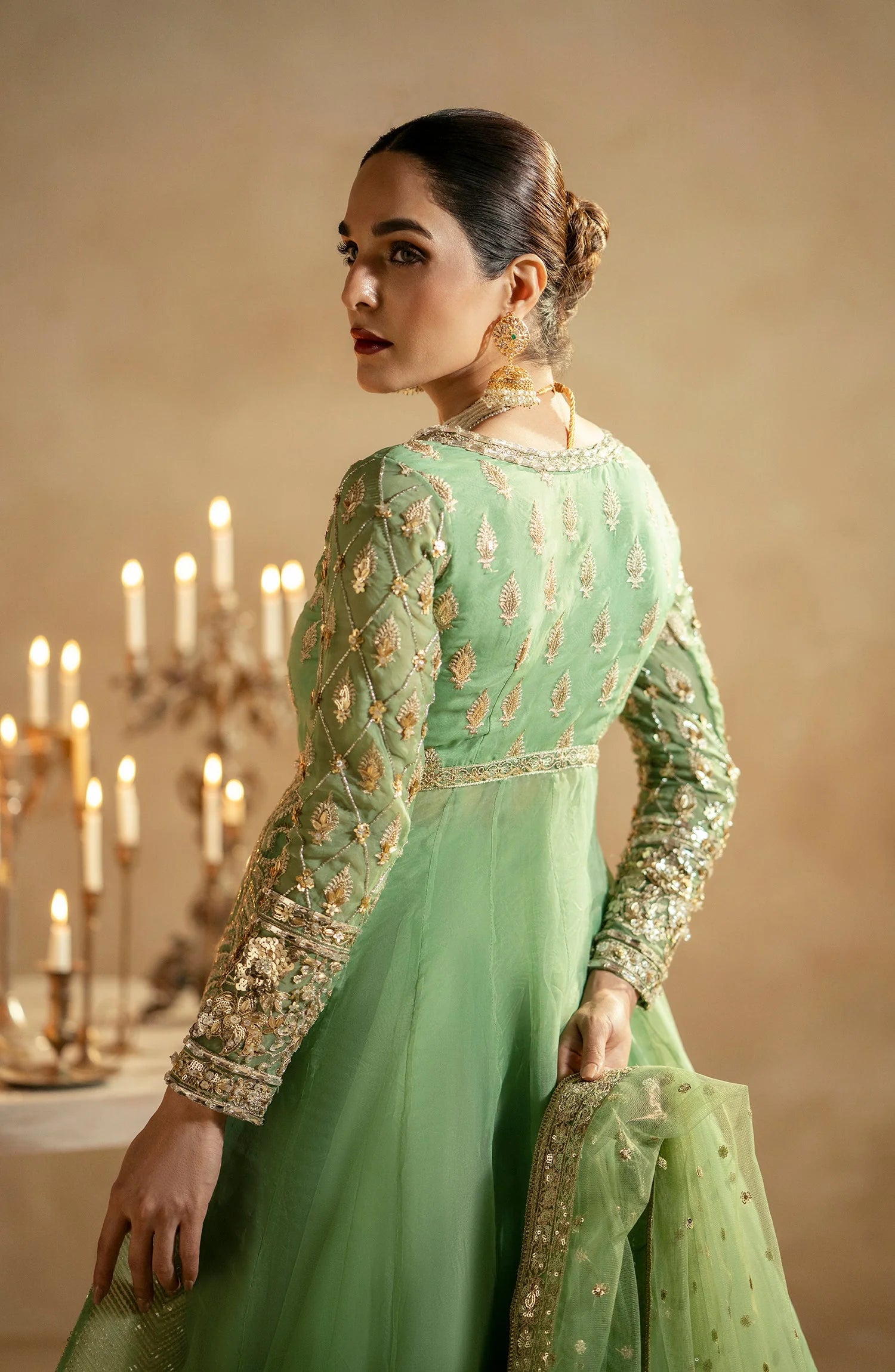 Maryum & Maria Zamani Begum Embroidered Organza Unstitched 3Pc Suit Opal-(MW23-518)