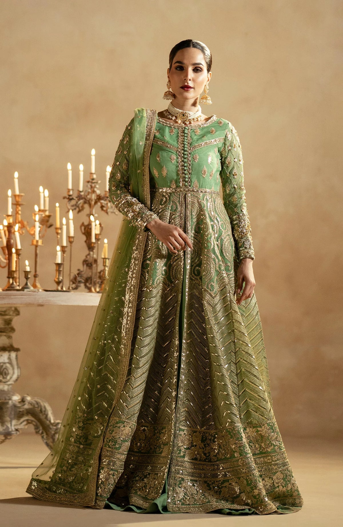 Maryum & Maria Zamani Begum Embroidered Organza Unstitched 3Pc Suit Opal-(MW23-518)