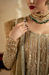 Maryum & Maria Zamani Begum Embroidered Organza Unstitched 3Pc Suit Crystal Quartz-(MW23-520)