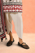 3 Piece Embroidered Printed Cotton Suit with Printed Denting Lawn Dupatta