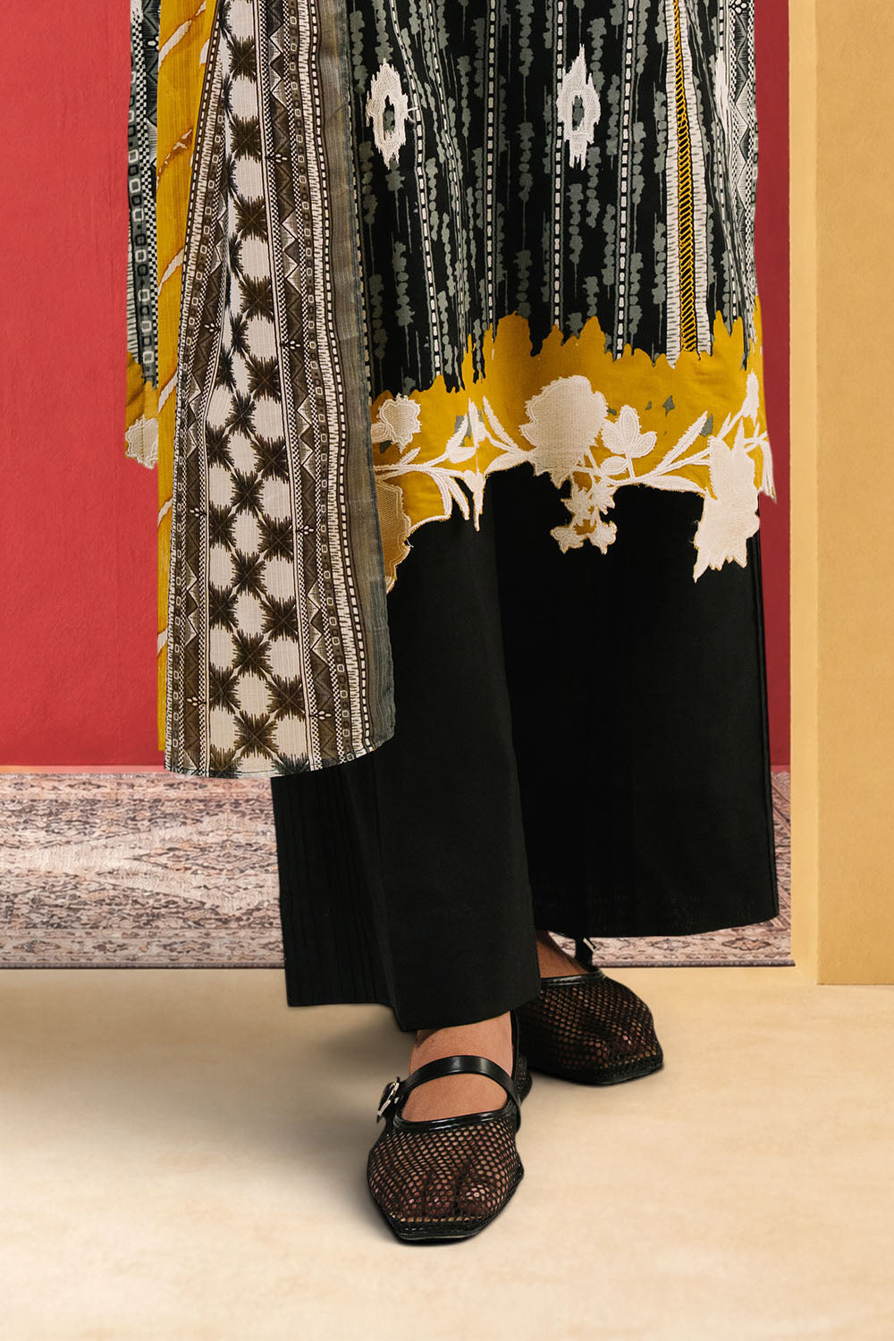 3 Piece Embroidered Printed Cotton Suit with Printed Denting Lawn Dupatta