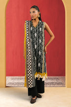 3 Piece Embroidered Printed Cotton Suit with Printed Denting Lawn Dupatta