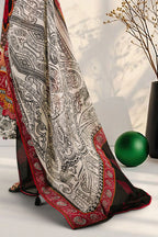 3 Piece Embroidered Printed Cotton Suit with Printed Denting Lawn Dupatta