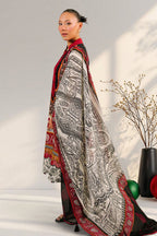 3 Piece Embroidered Printed Cotton Suit with Printed Denting Lawn Dupatta