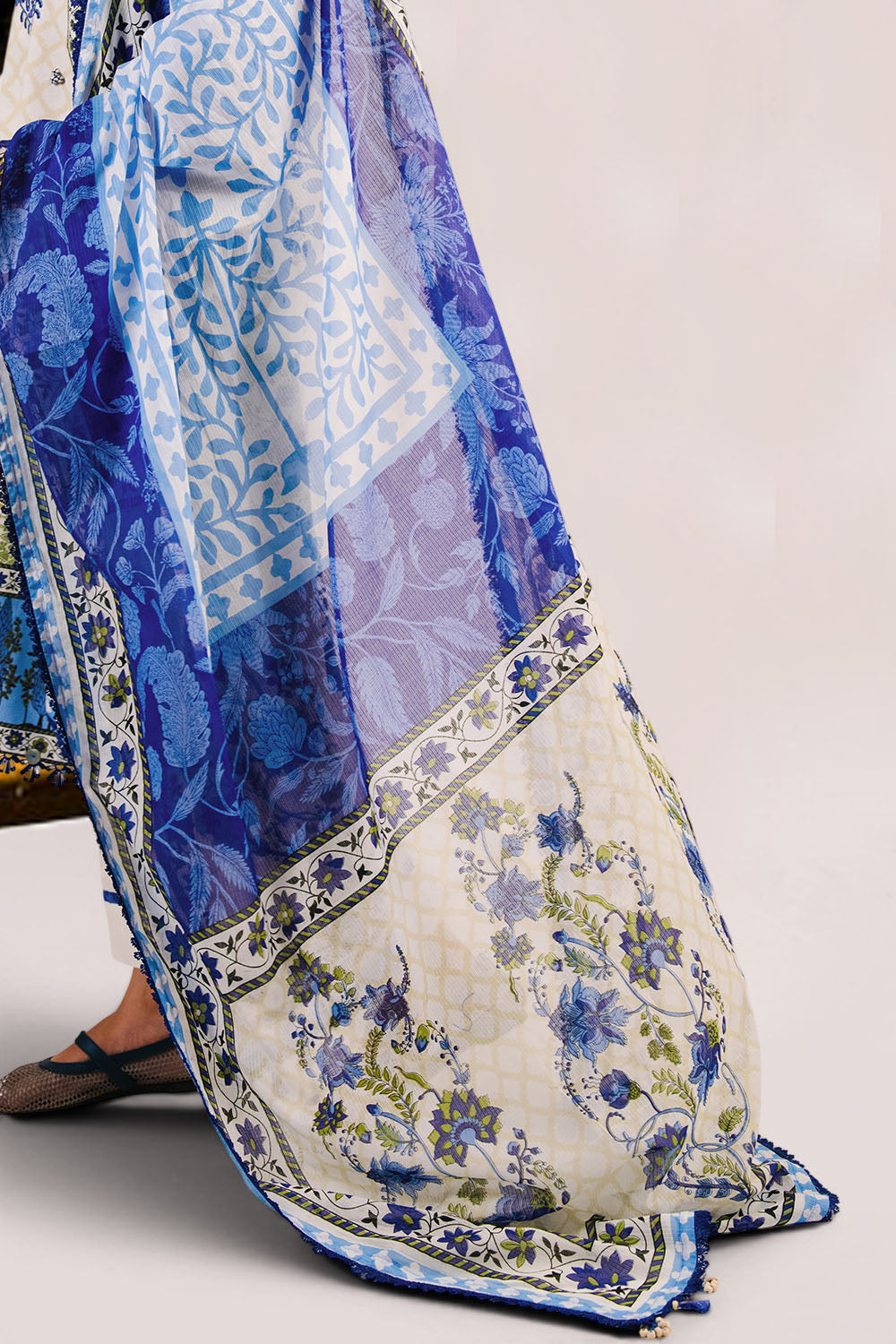 3 Piece Embroidered Printed Cotton Suit with Printed Denting Lawn Dupatta