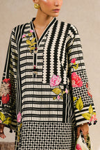 3 Piece Printed Cotton Suit with Printed Denting Lawn Dupatta and Embroidered Bunch