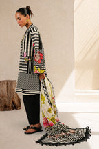 3 Piece Printed Cotton Suit with Printed Denting Lawn Dupatta and Embroidered Bunch