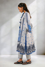 3 Piece Printed Cotton Suit with Printed Denting Lawn Dupatta and Embroidered Neckline