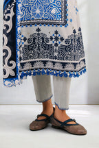 3 Piece Printed Cotton Suit with Printed Denting Lawn Dupatta and Embroidered Neckline