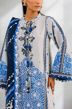 3 Piece Printed Cotton Suit with Printed Denting Lawn Dupatta and Embroidered Neckline
