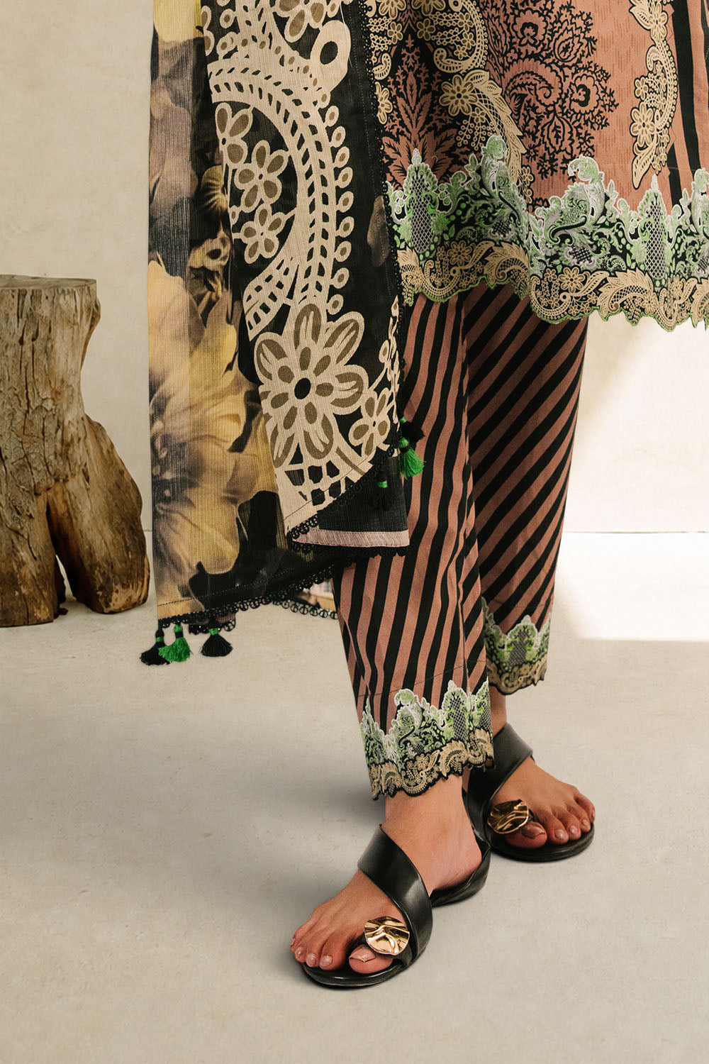3 Piece Printed Cotton Suit with Printed Denting Lawn Dupatta and Embroidered Neckline