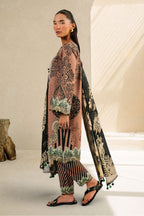 3 Piece Printed Cotton Suit with Printed Denting Lawn Dupatta and Embroidered Neckline