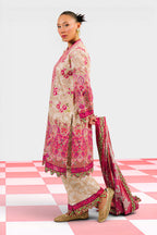 3 Piece Printed Cotton Suit with Printed Denting Lawn Dupatta and Embroidered Neckline