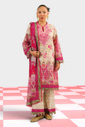 3 Piece Printed Cotton Suit with Printed Denting Lawn Dupatta and Embroidered Neckline