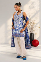3 Piece Printed Cotton Suit with Printed Denting Lawn Dupatta and Embroidered Neckline