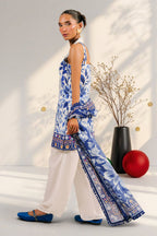 3 Piece Printed Cotton Suit with Printed Denting Lawn Dupatta and Embroidered Neckline