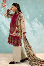 3 Piece Printed Cotton Suit with Printed Denting Lawn Dupatta and Embroidered Trouser