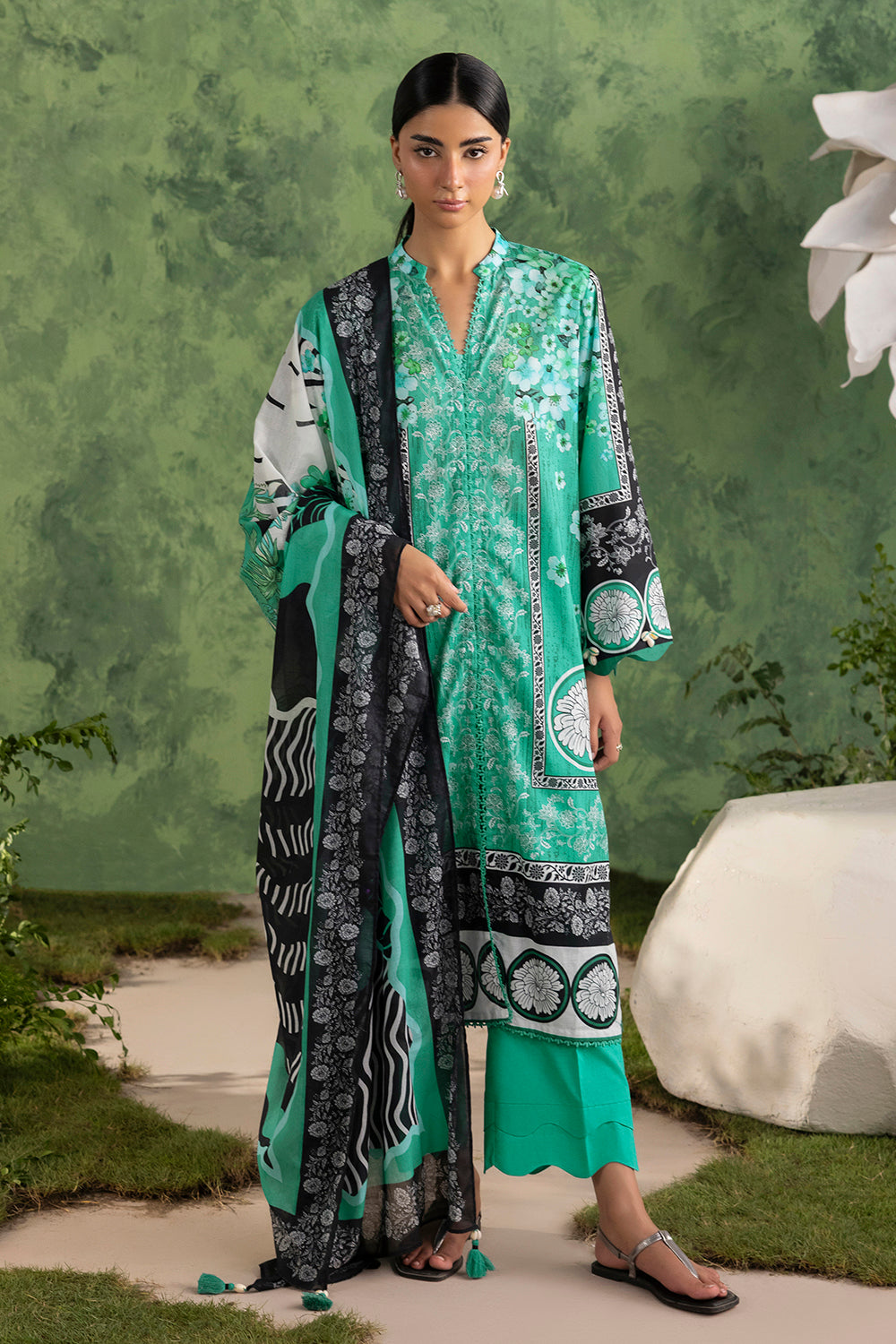 3 Piece Printed Cotton Suit with Printed Lawn Dupatta