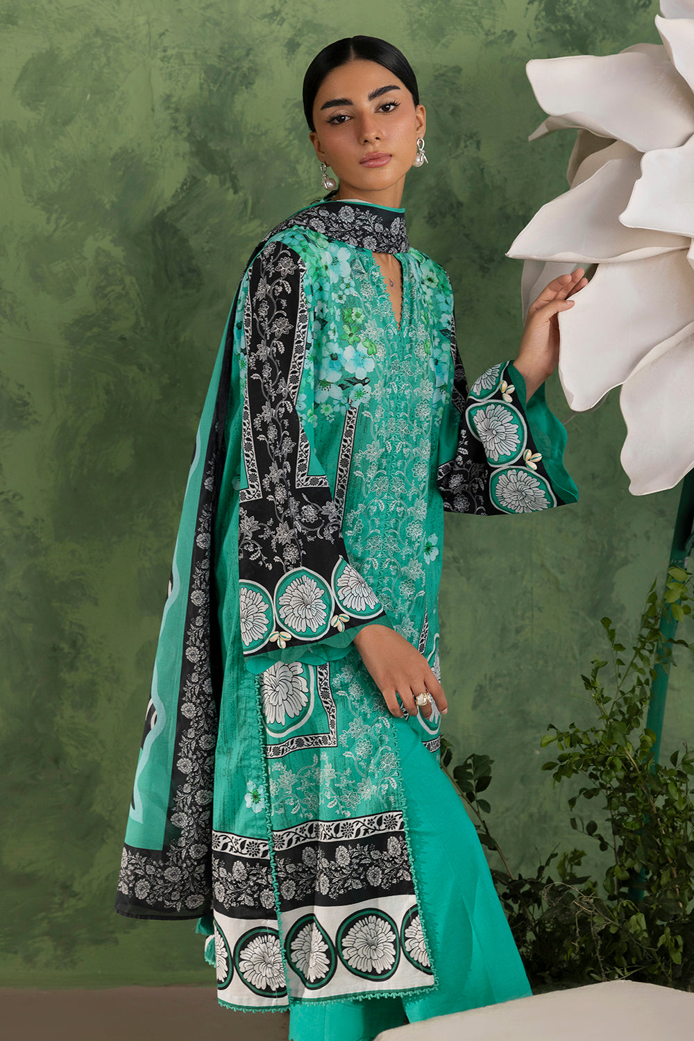 3 Piece Printed Cotton Suit with Printed Lawn Dupatta