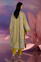 3 Piece Printed Cotton Suit with Printed Lawn Dupatta and Embroidered Neckline