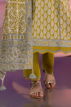3 Piece Printed Cotton Suit with Printed Lawn Dupatta and Embroidered Neckline