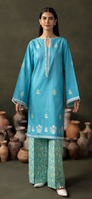 Dyed Embroidered Khaddar Shirt