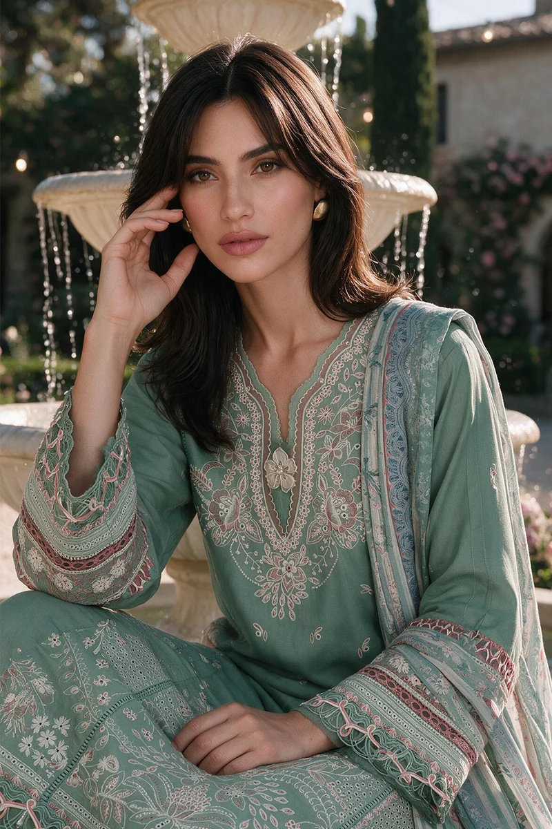 Embroidered Shirt Shalwar Dupatta - 4134