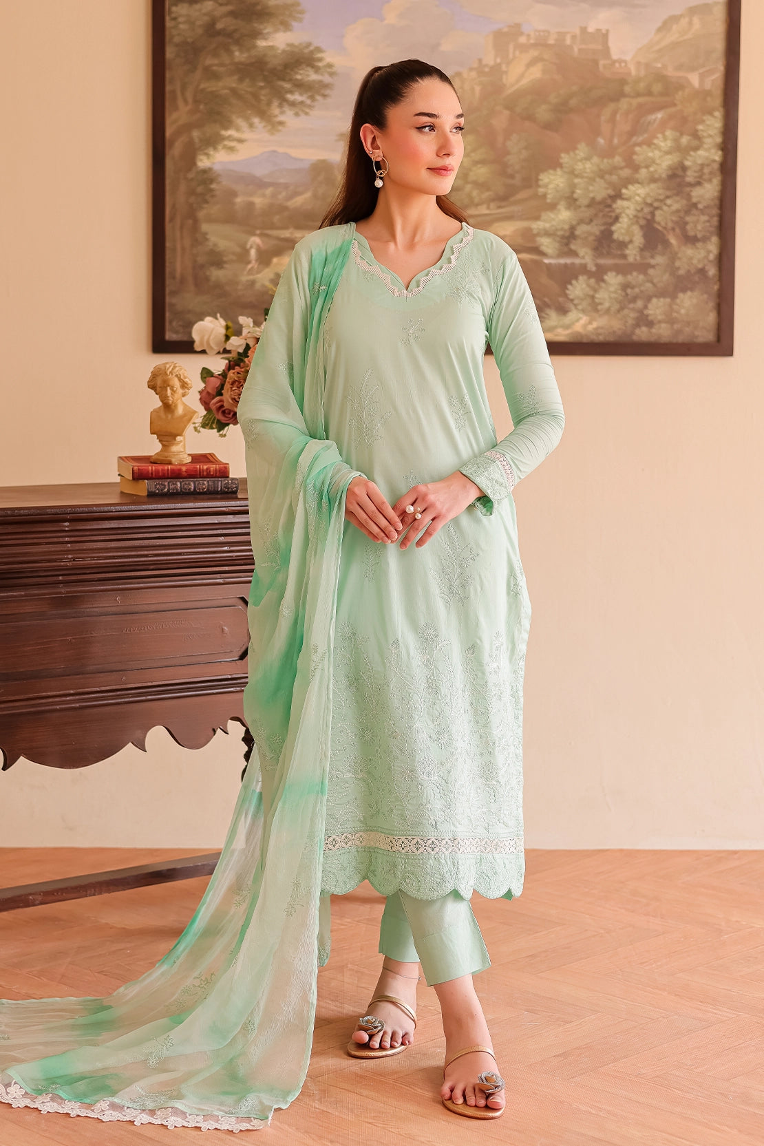 Rashid Tex 3 Piece Premium Embroidered Lawn 501 - White For Summer