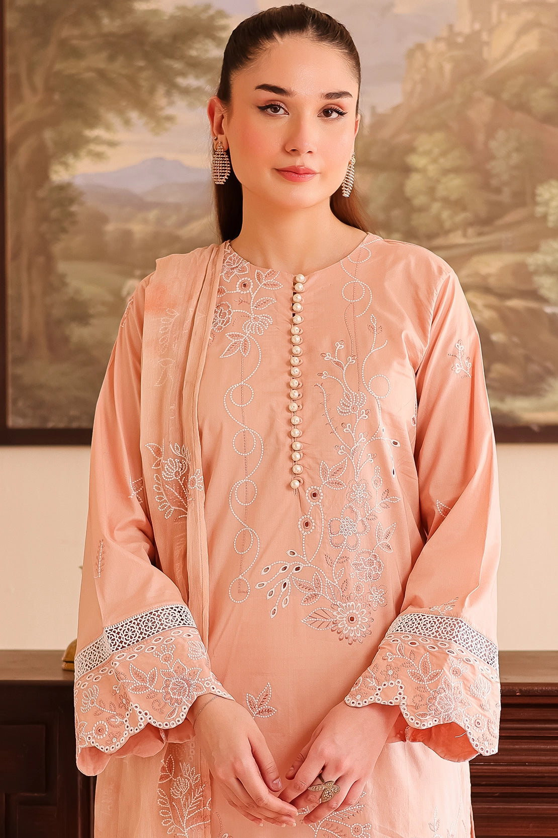 Rashid Tex 3 Piece Premium Embroidered Lawn 510 - White For Summer