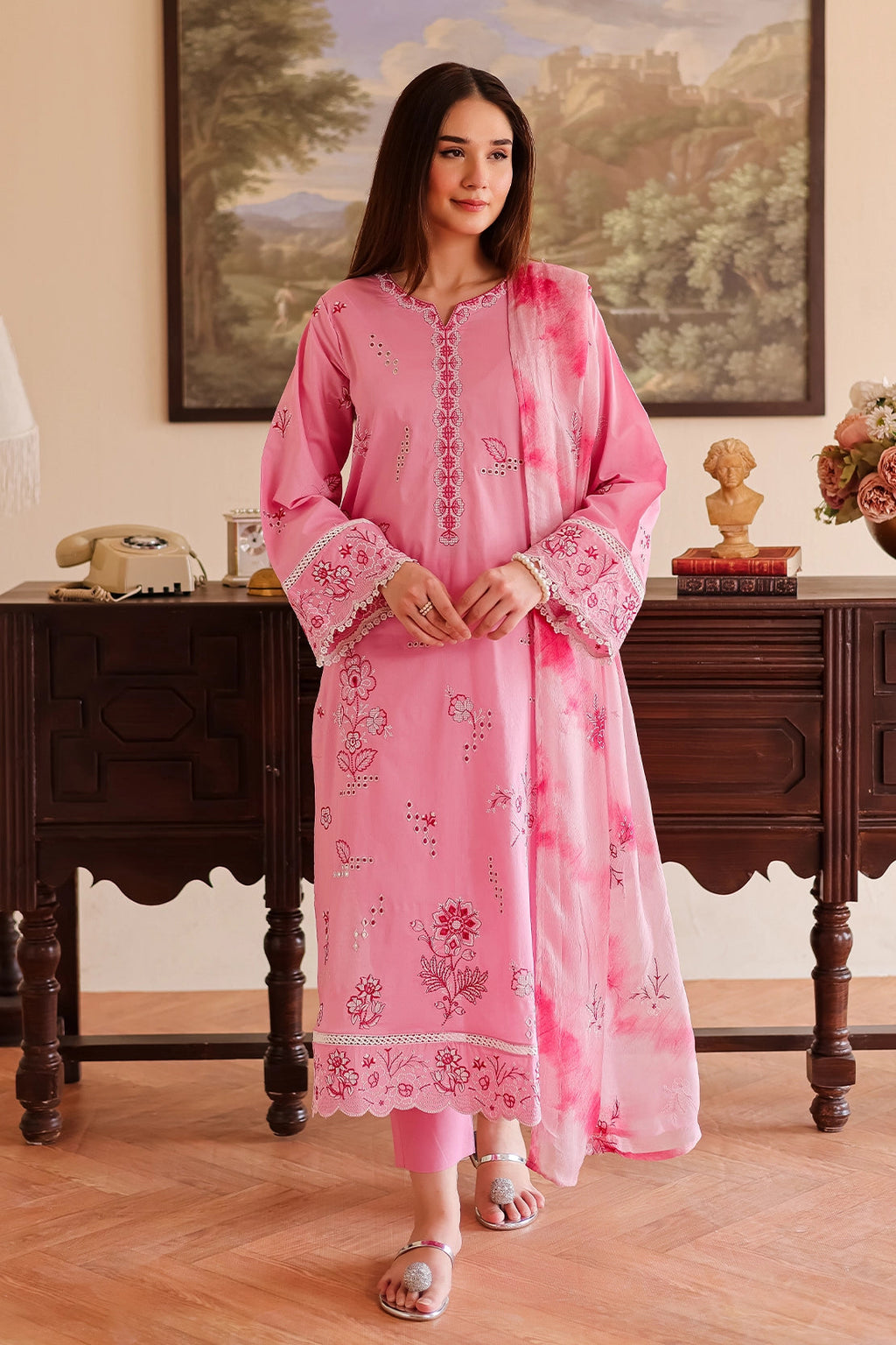 Rashid Tex 3 Piece Premium Embroidered Lawn 502 - White For Summer