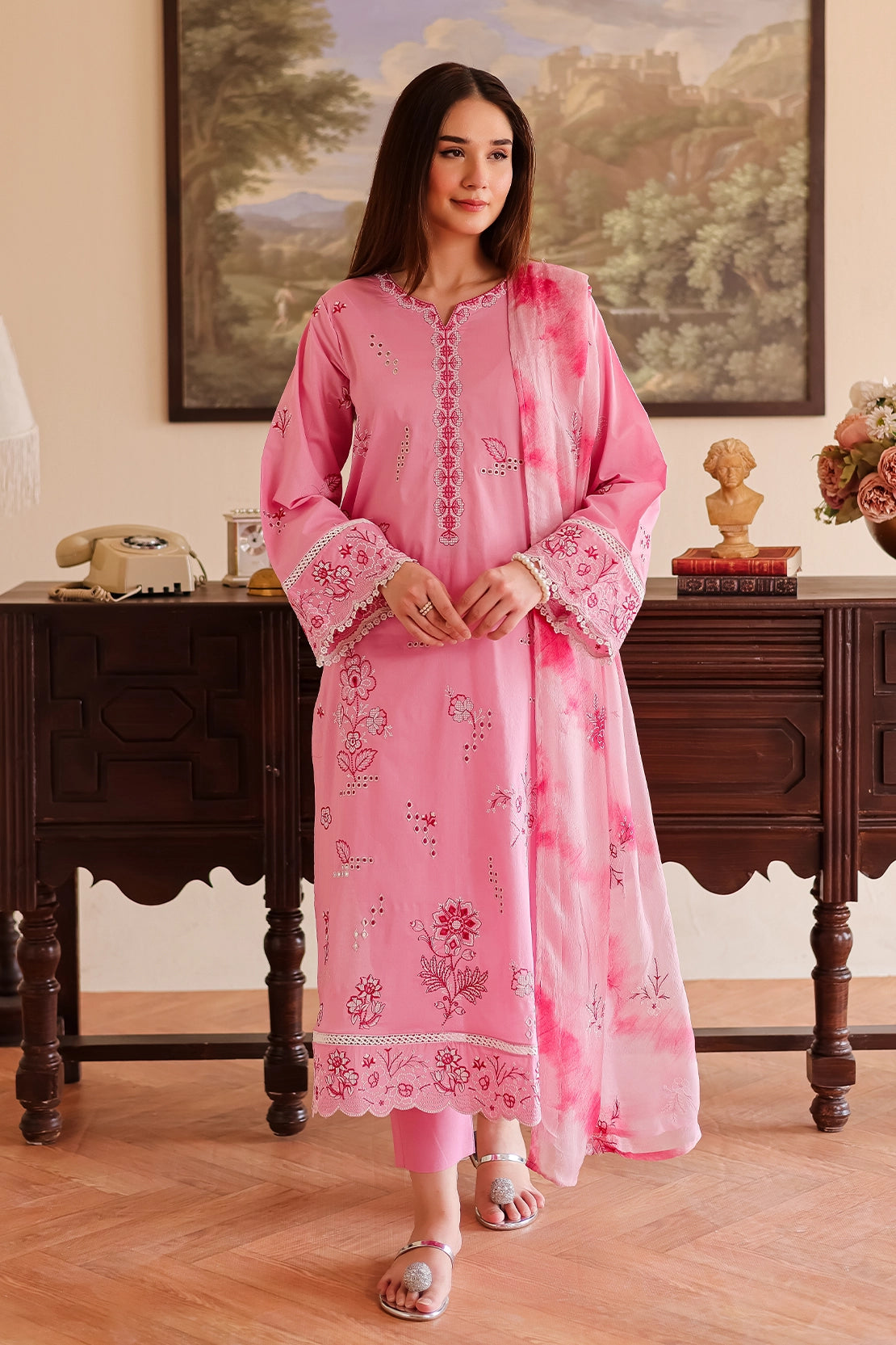Rashid Tex 3 Piece Premium Embroidered Lawn 502 - White For Summer