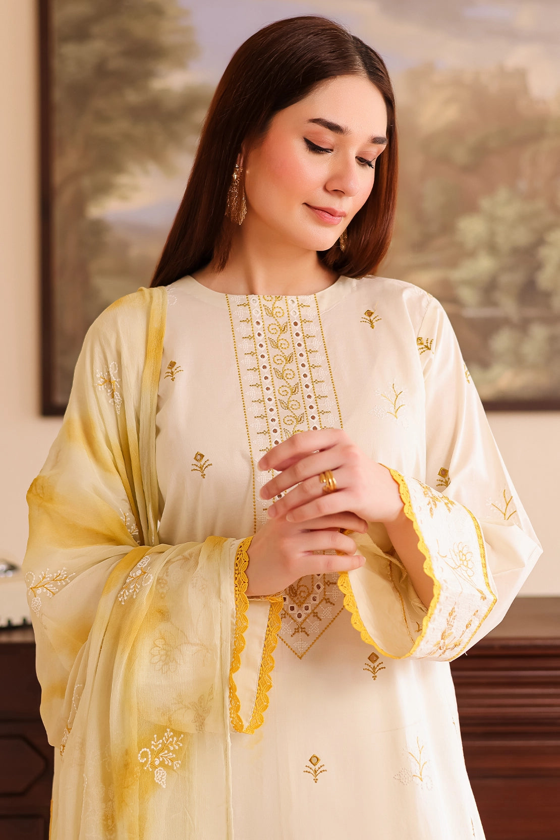 Rashid Tex 3 Piece Premium Embroidered Lawn 503 - White For Summer