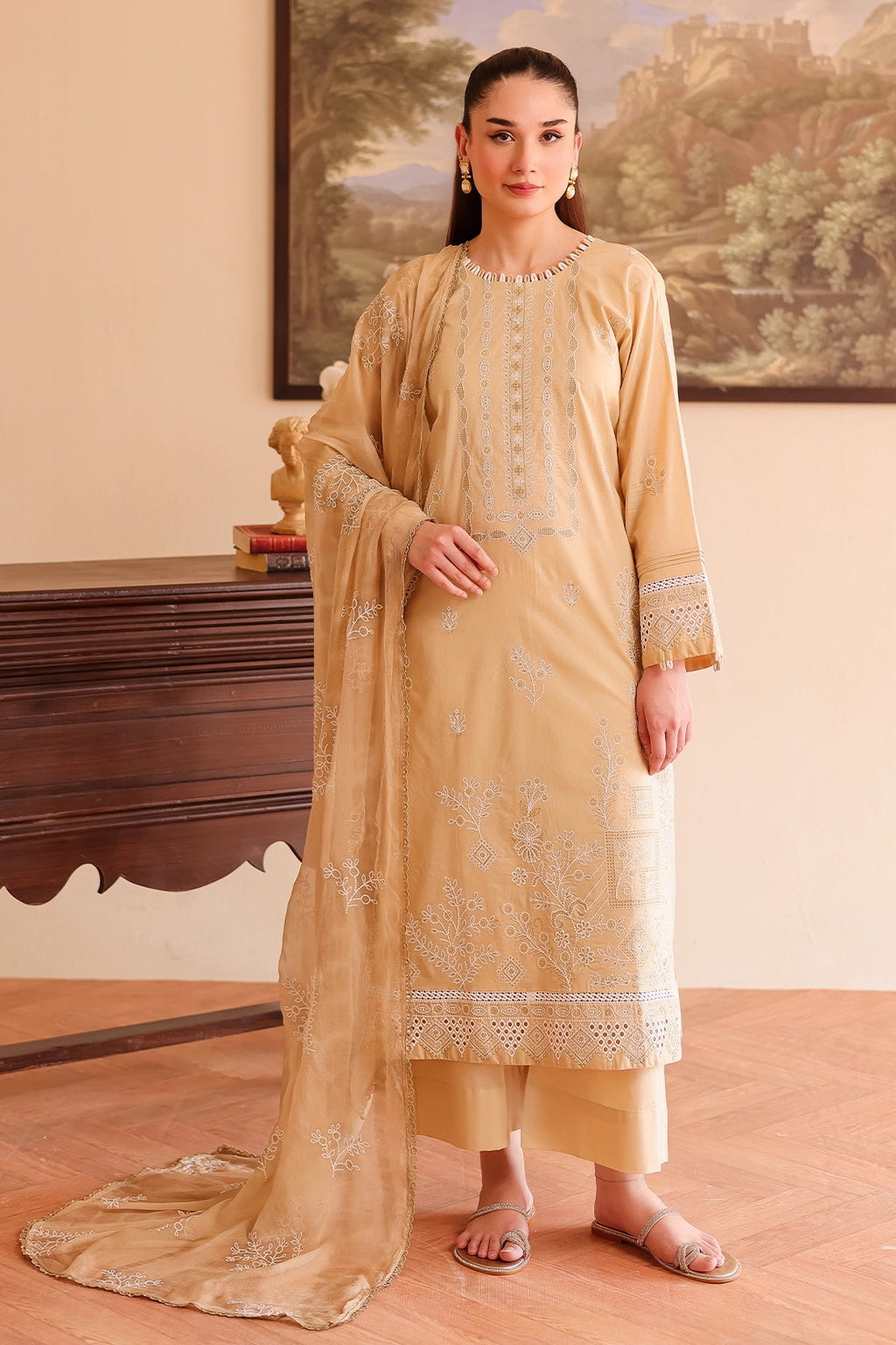 Rashid Tex 3 Piece Premium Embroidered Lawn 504 - White For Summer