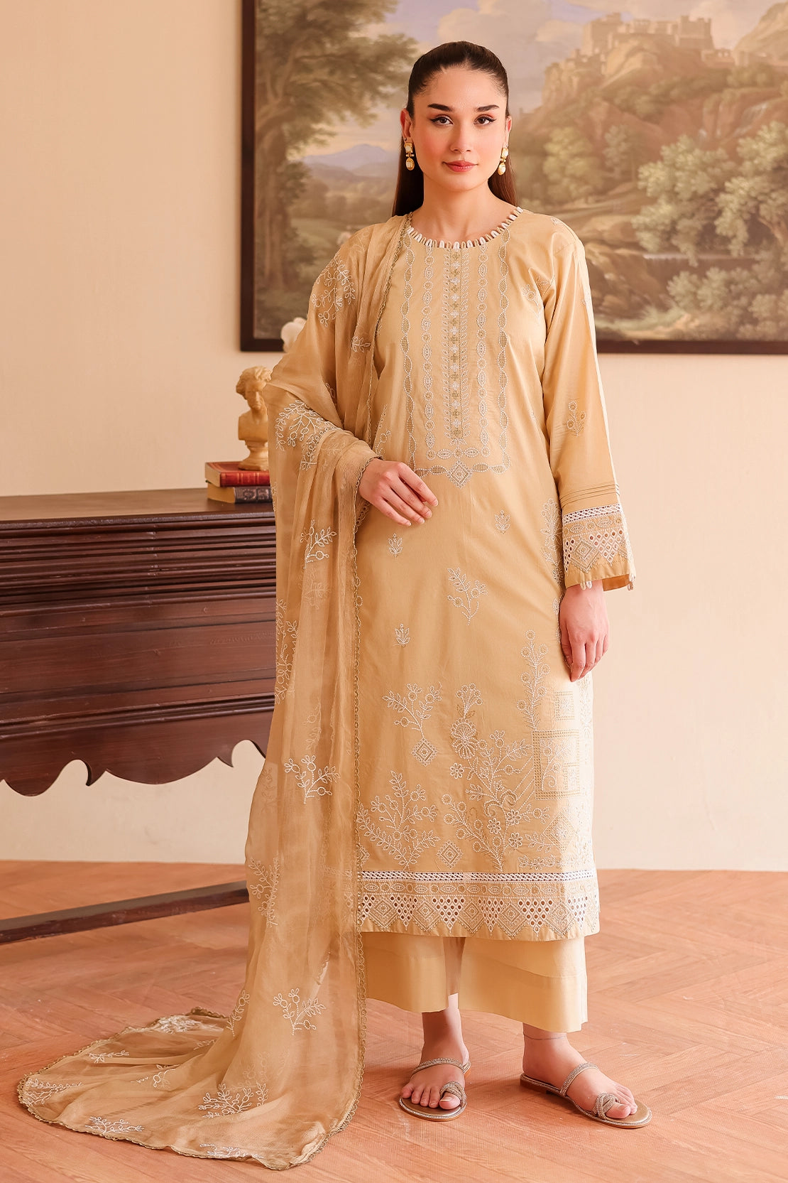 Rashid Tex 3 Piece Premium Embroidered Lawn 504 - White For Summer