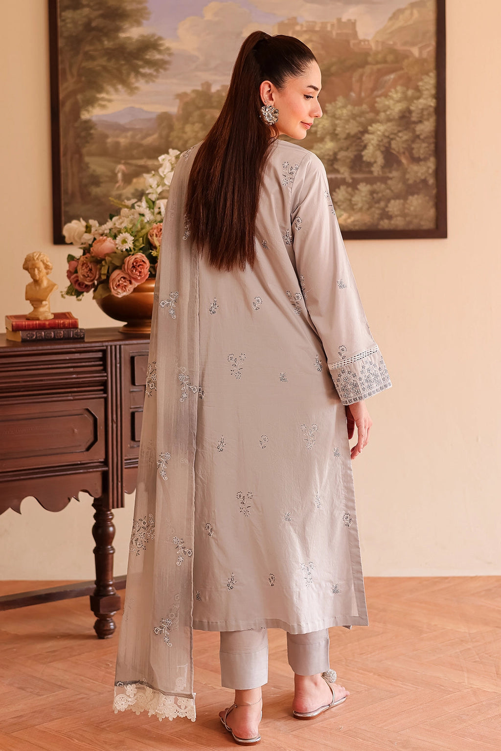 Rashid Tex 3 Piece Premium Embroidered Lawn 505 - White For Summer