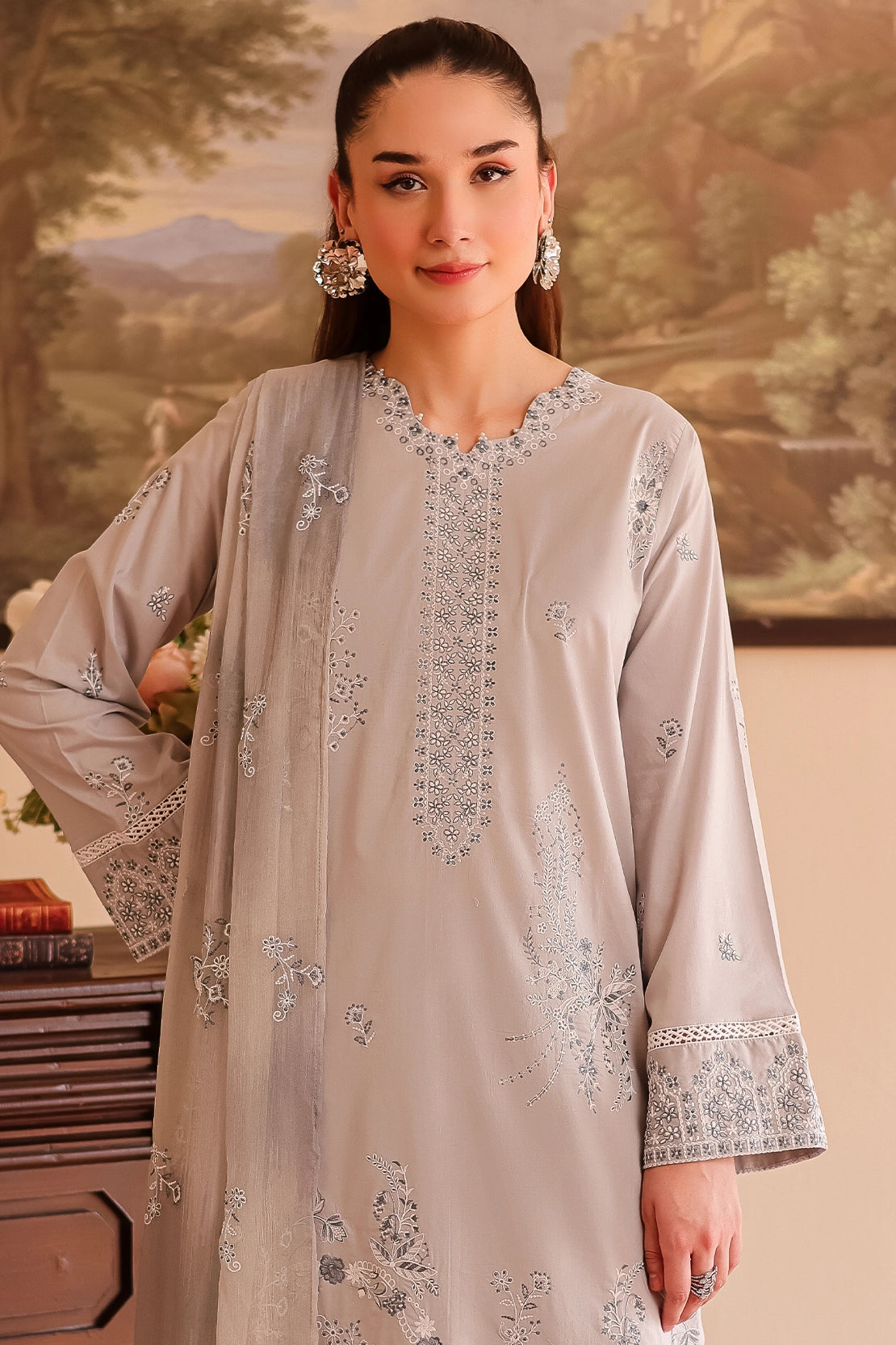 Rashid Tex 3 Piece Premium Embroidered Lawn 505 - White For Summer