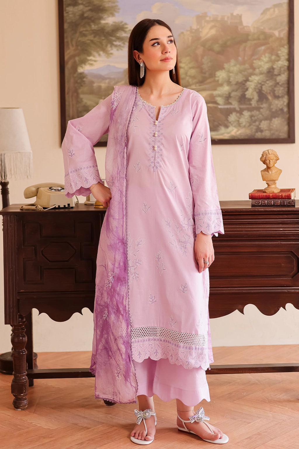 Rashid Tex 3 Piece Premium Embroidered Lawn 506 - White For Summer