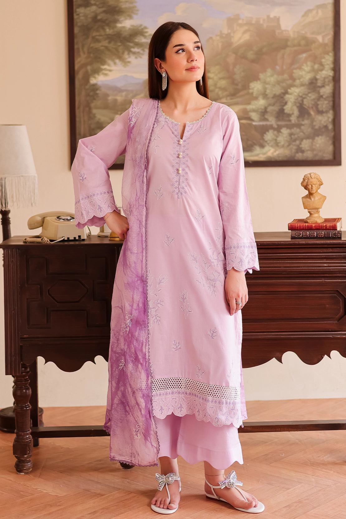 Rashid Tex 3 Piece Premium Embroidered Lawn 506 - White For Summer