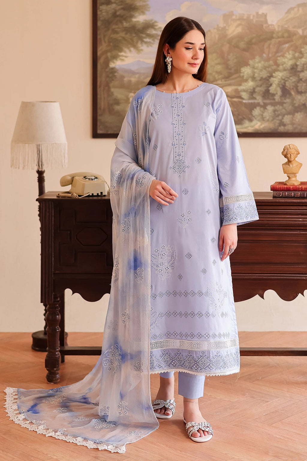 Rashid Tex 3 Piece Premium Embroidered Lawn 507 - White For Summer