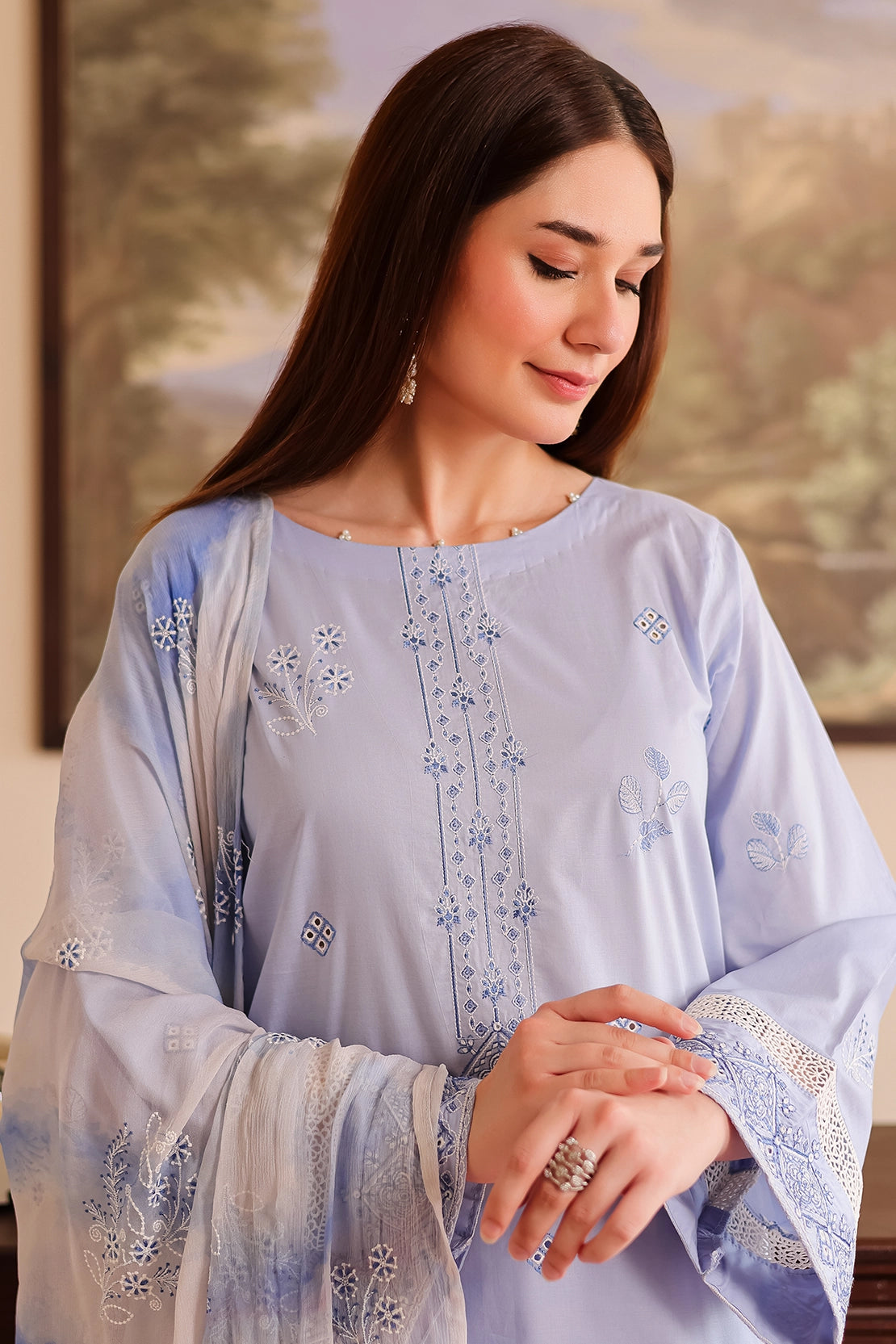 Rashid Tex 3 Piece Premium Embroidered Lawn 507 - White For Summer